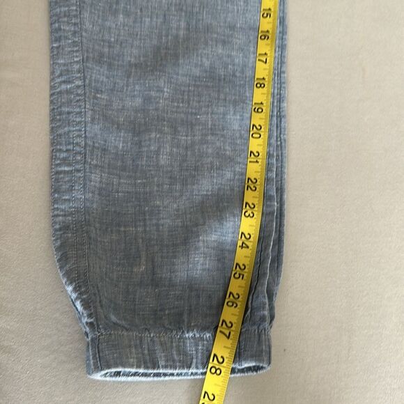 Athleta Cabo Linen Jogger Pants Chambray Blue Size 8 100% Linen Zip Pockets - Picture 14 of 14